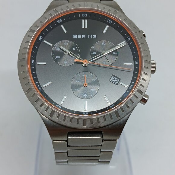 Bering Titan Chrono 11743-709 Men's 43mm Brushed Titanium Watch - Picture 3 of 11